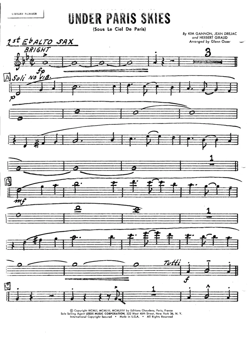 Under Paris Skies score preview