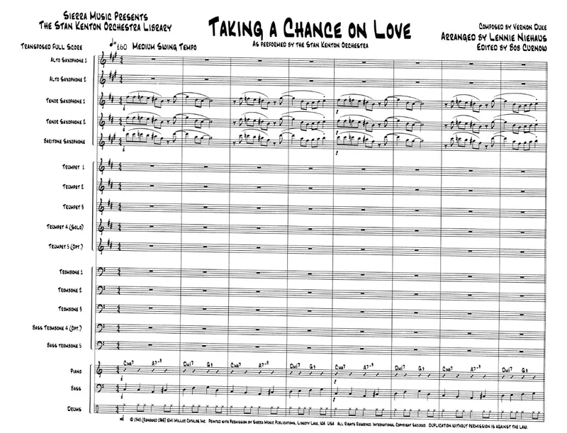 Taking A Chance On Love score preview