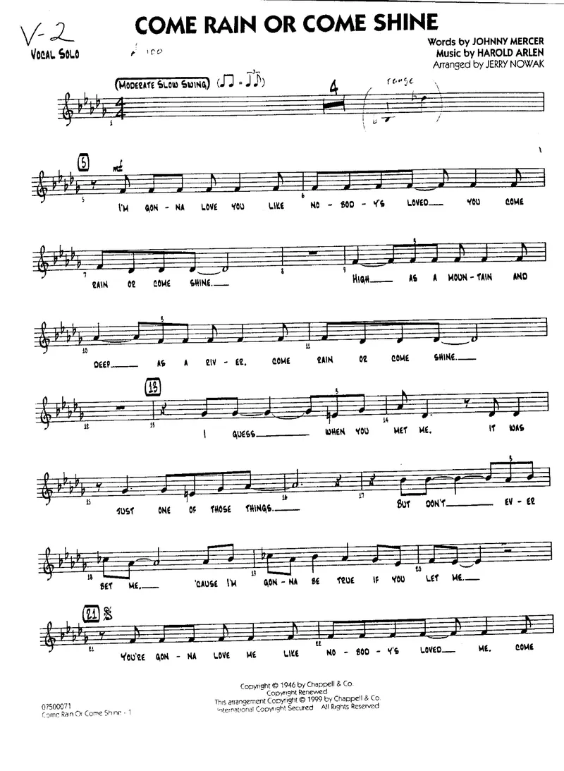 Come Rain Or Come Shine score preview