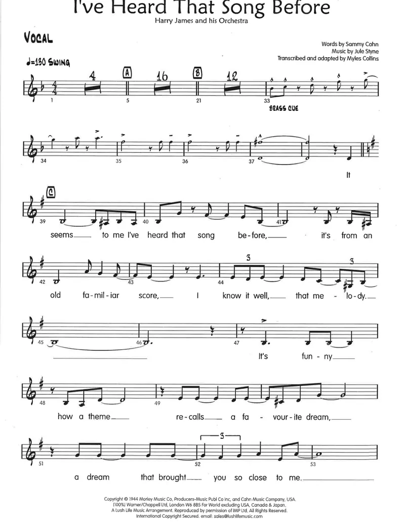 I've Heard That Song Before score preview