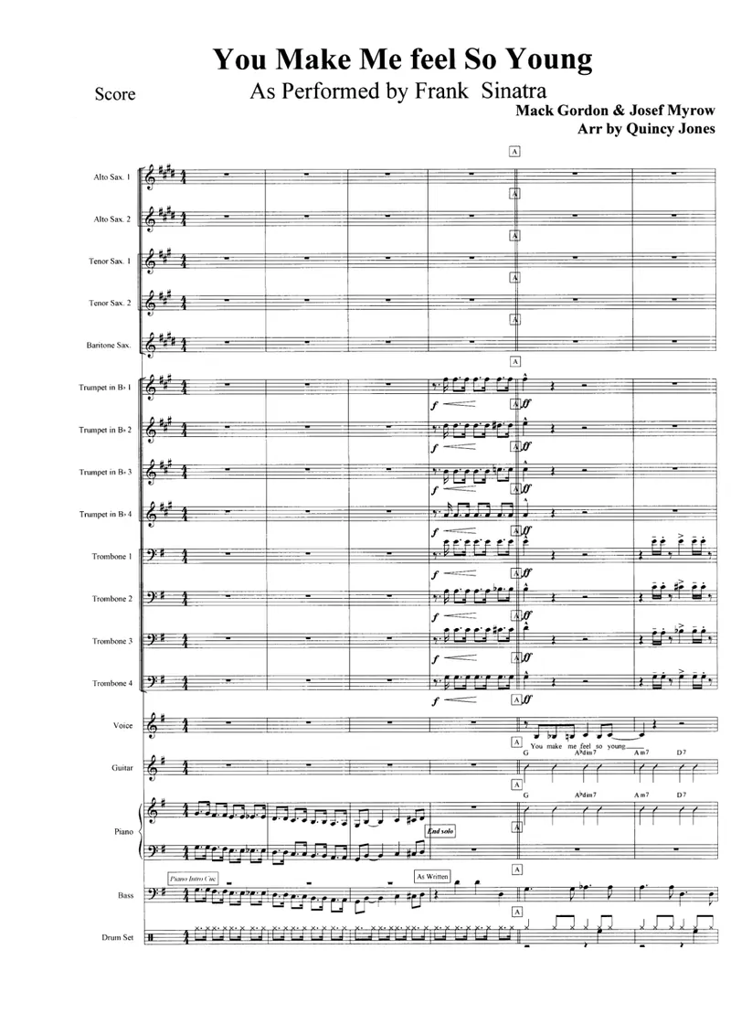 You Make Me Feel So Young score preview