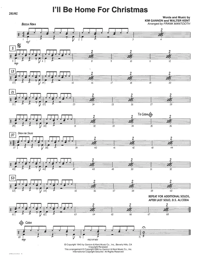 I'll Be Home For Christmas score preview