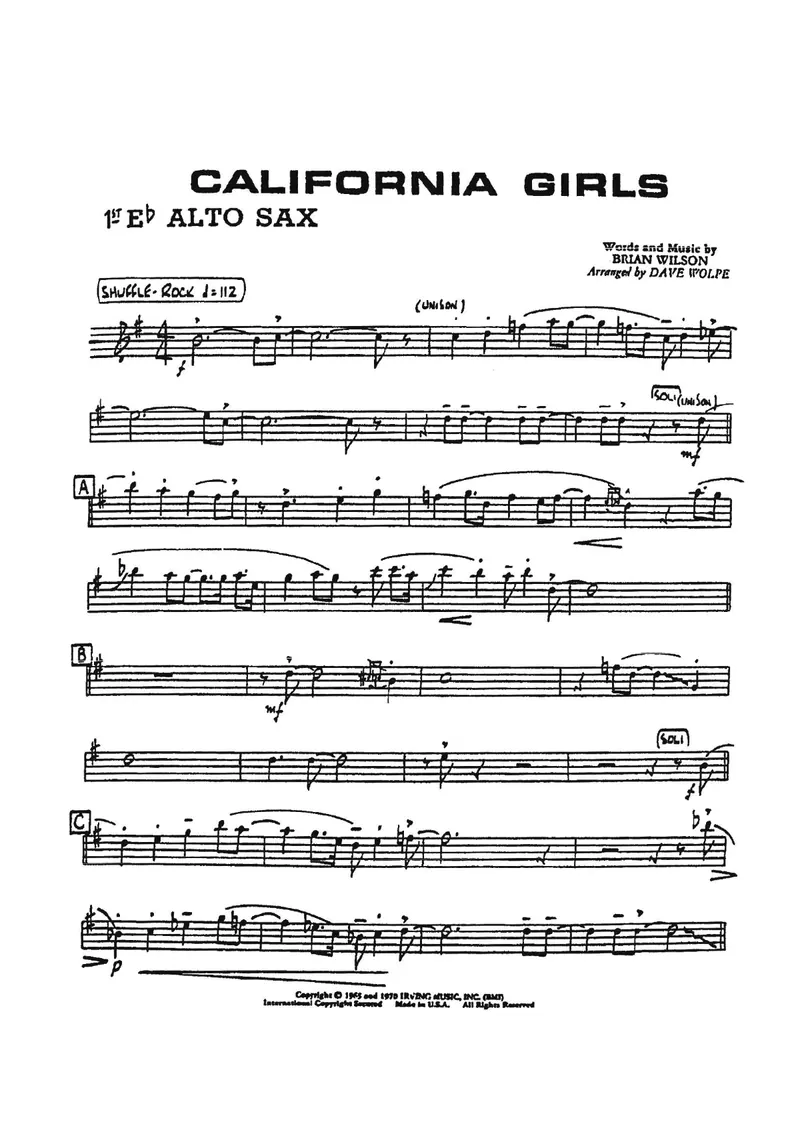 California Girls score preview