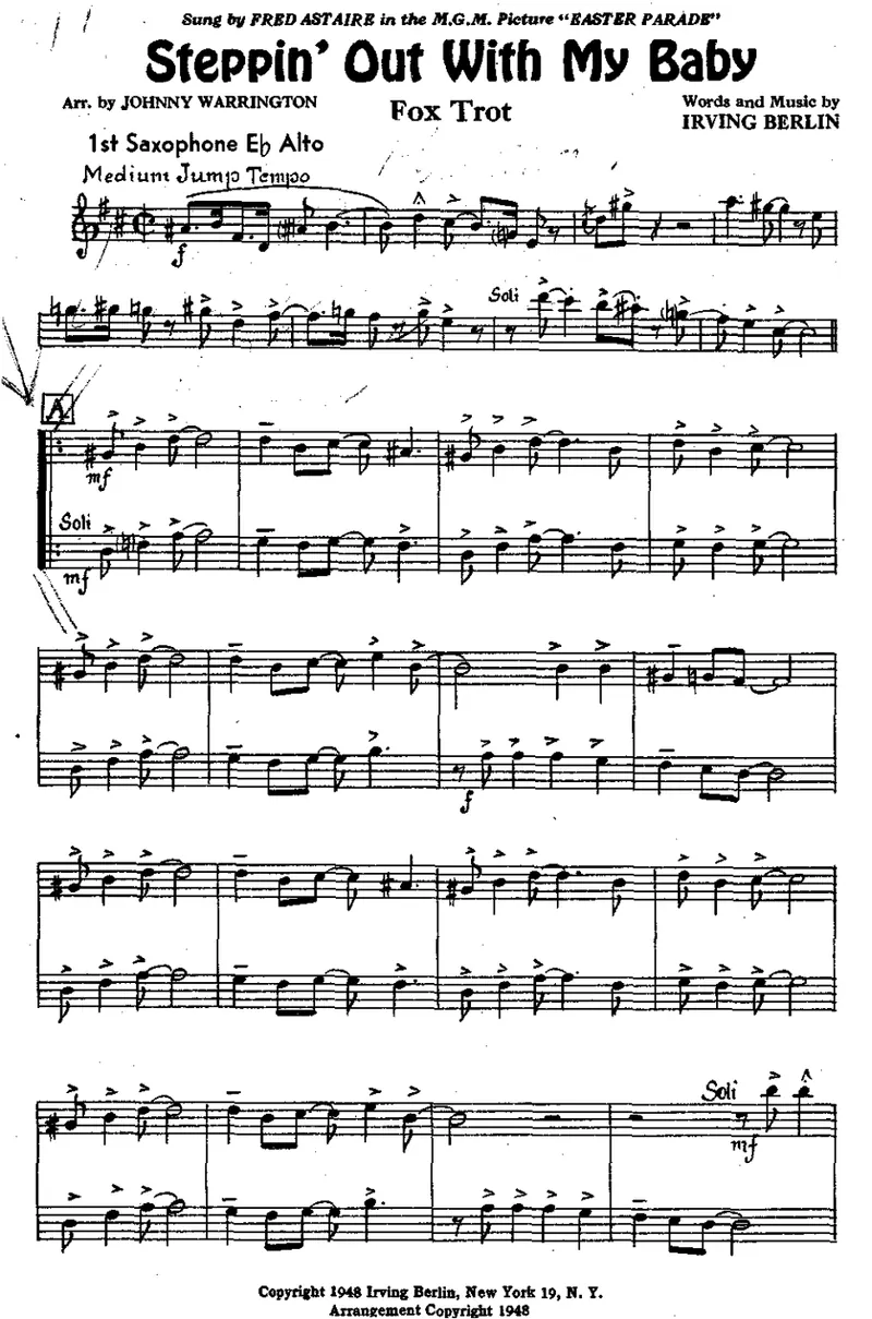 Steppin' Out With My Baby score preview