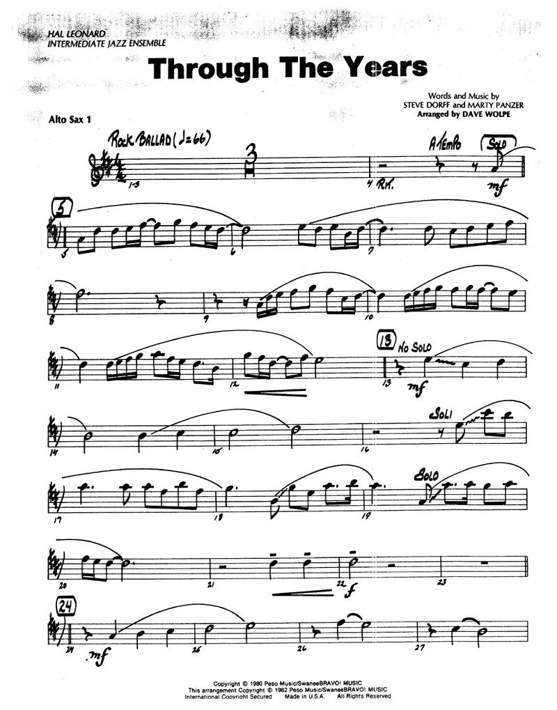 Through The Years score preview