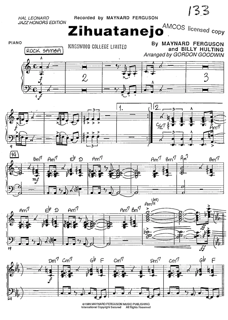 Zihuatanejo score preview