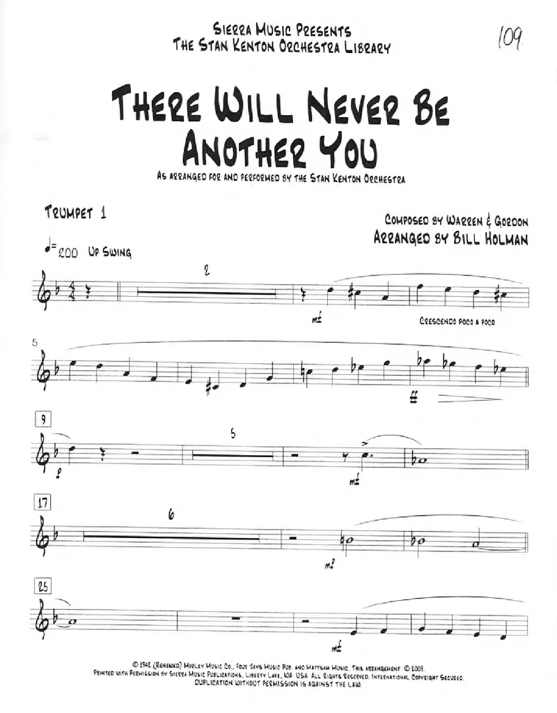 There Will Never Be Another You score preview