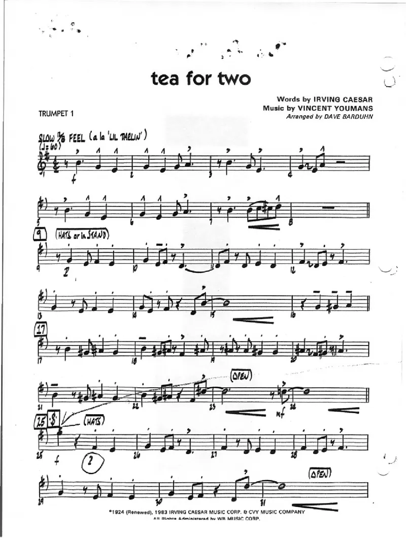 Tea For Two score preview