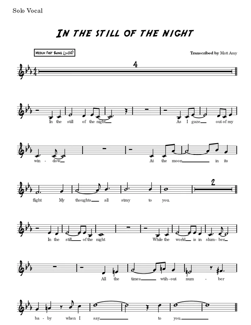 In The Still Of The Night score preview