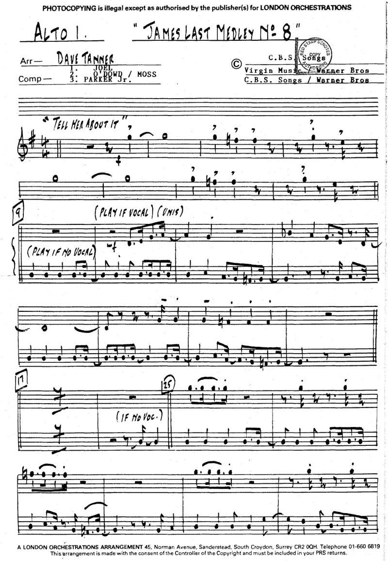 James Last Medley No 8 (Tanner) Bb5444C Voc score preview