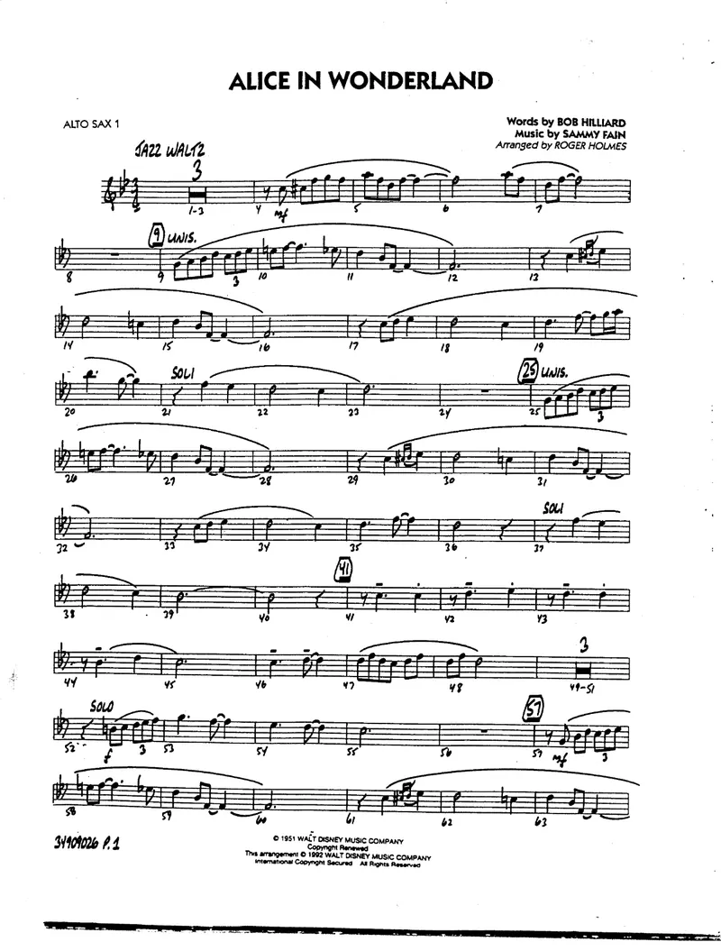 Alice In Wonderland score preview