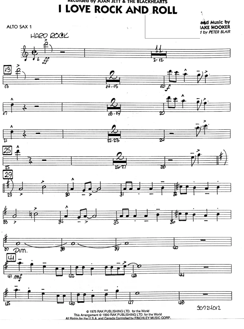 I Love Rock And Roll score preview