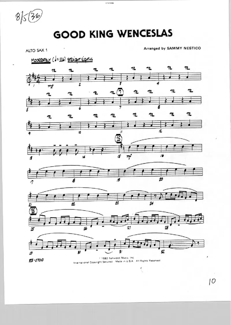 Good King Wenceslas score preview