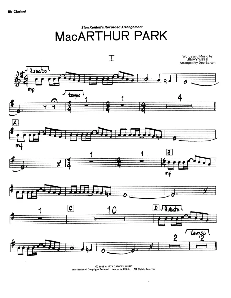 MacArthur Park score preview