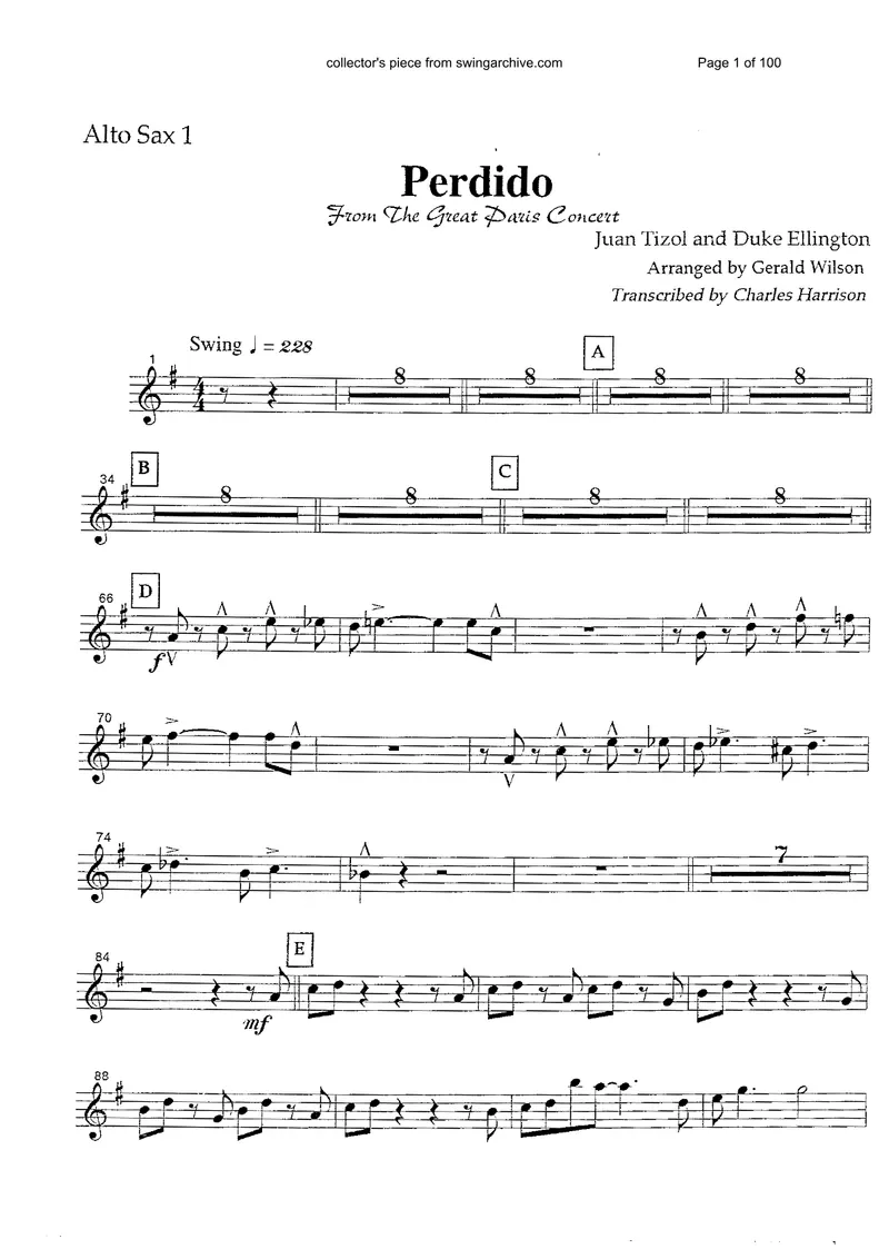 Perdido score preview