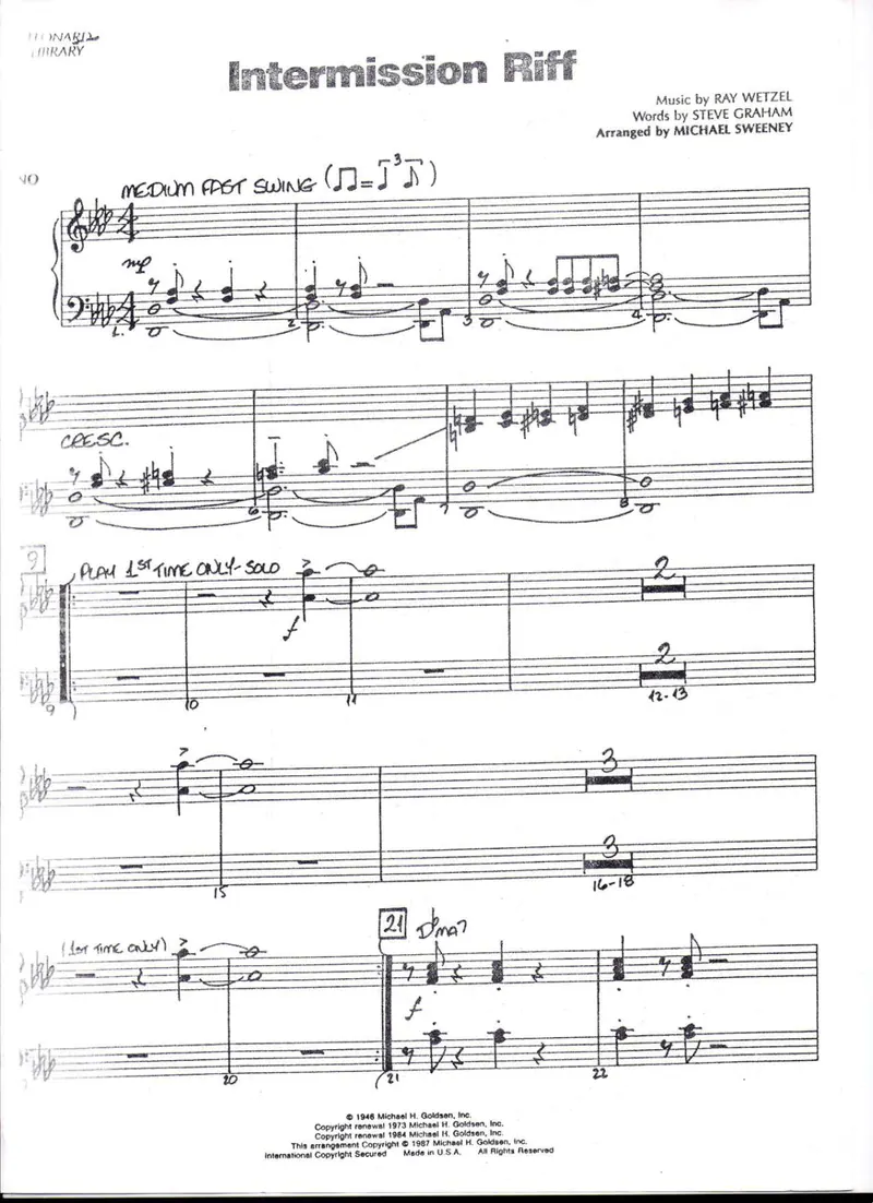 Intermission Riff score preview