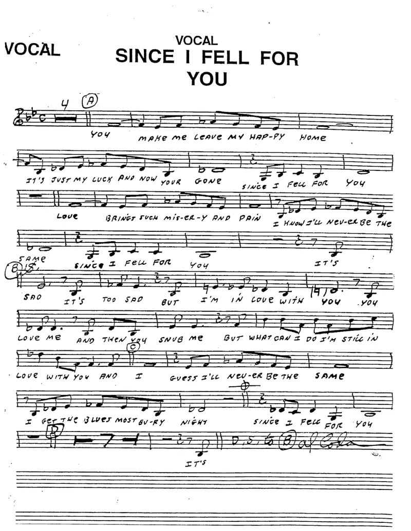 Since I Fell For You score preview