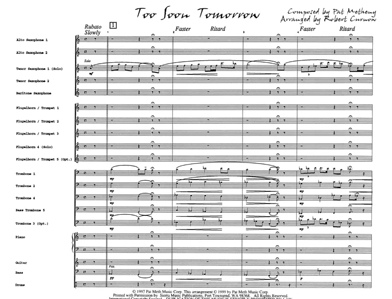 Too Soon Tomorrow score preview