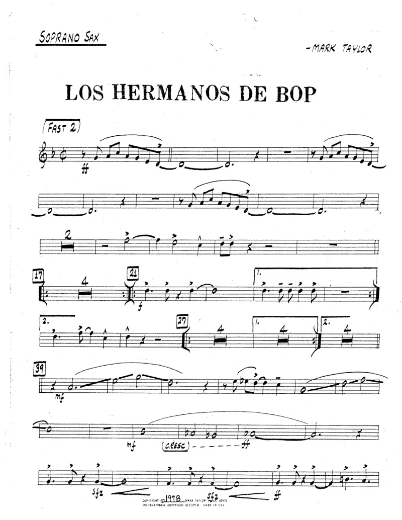 Los Hermanos De Bop score preview