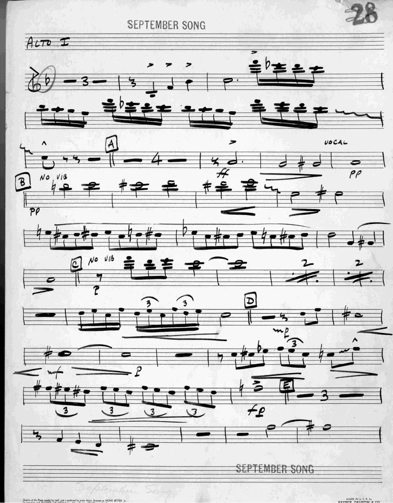 September Song score preview