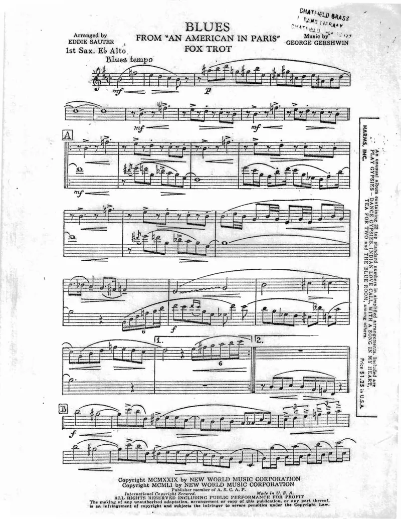 Blues From An American In Paris score preview