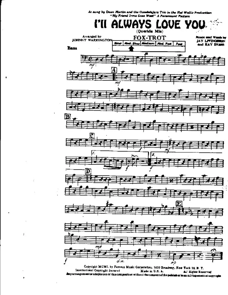 I'll Always Love You score preview