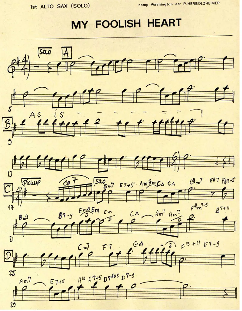 My Foolish Heart score preview