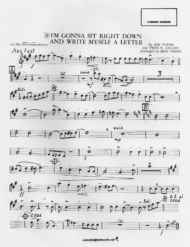I'm Gonna Sit Right Down And Write Myself A Letter score preview