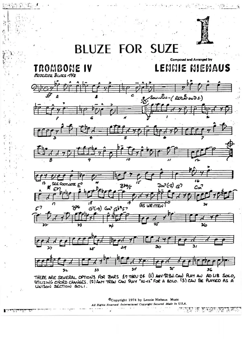 Bluze For Suze score preview