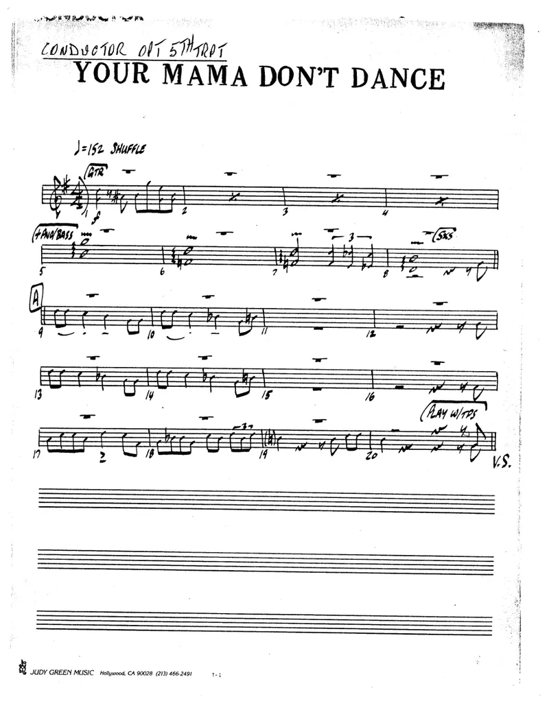 Your Mama Don't Dance score preview