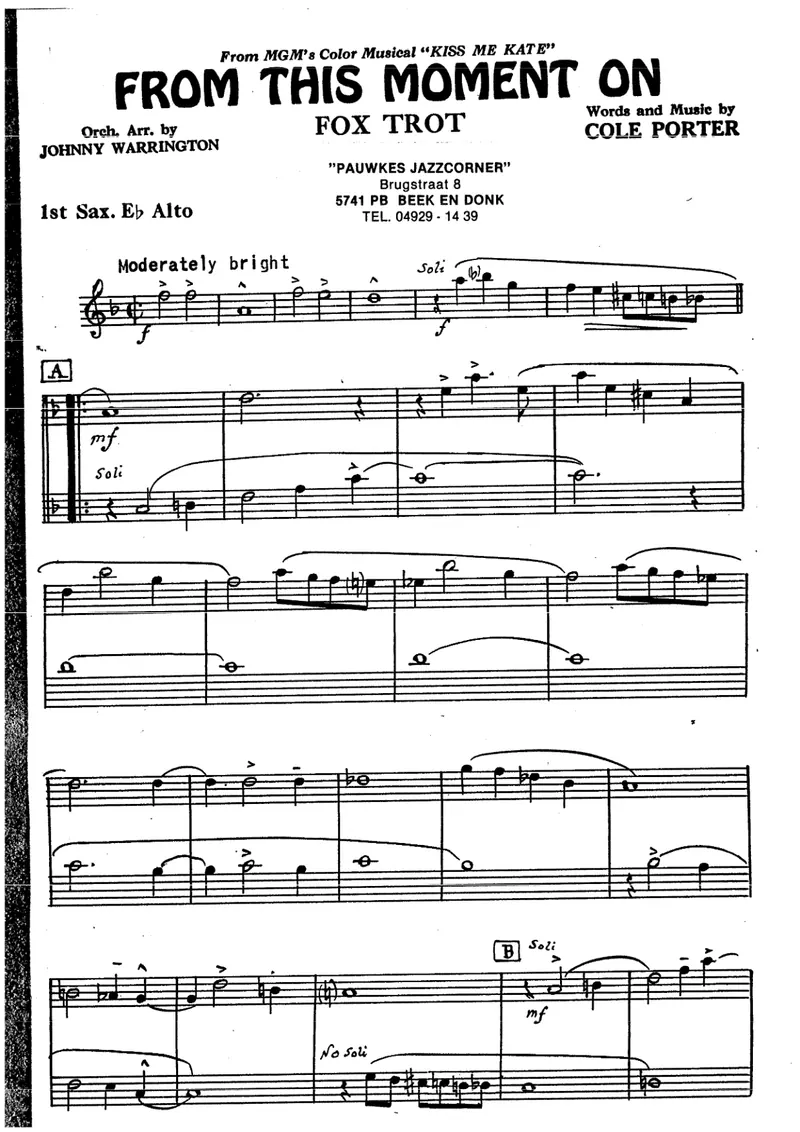 From This Moment On score preview