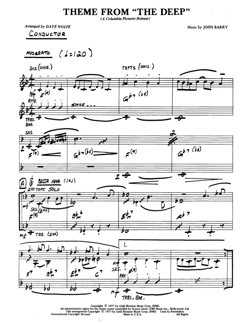 Theme From The Deep score preview