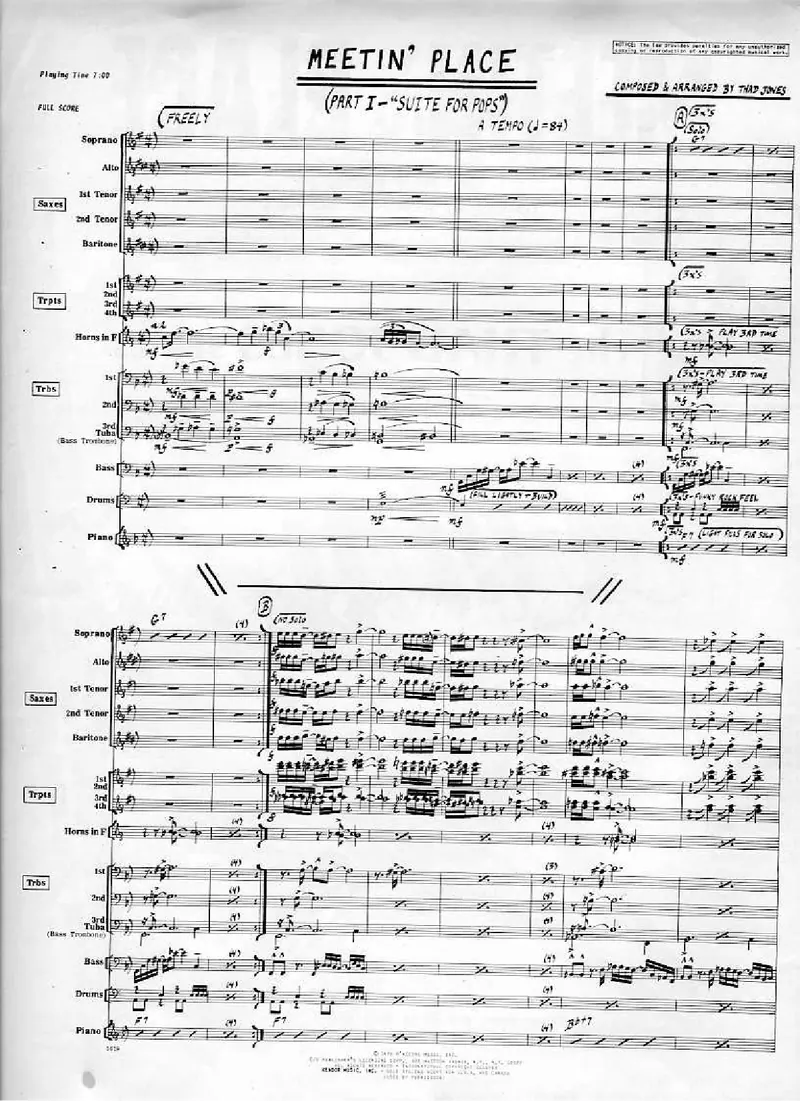 Meetin Place (Thad Jones) score preview