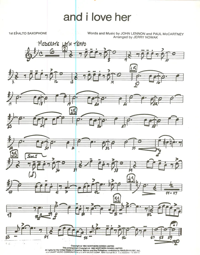 And I Love Her score preview