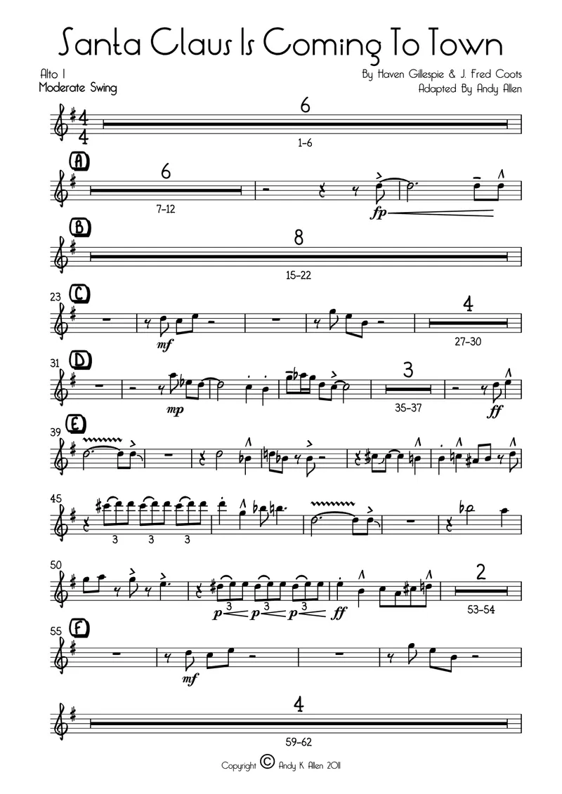 Santa Claus Is Coming To Town (Andy Allen-M.Buble) score preview