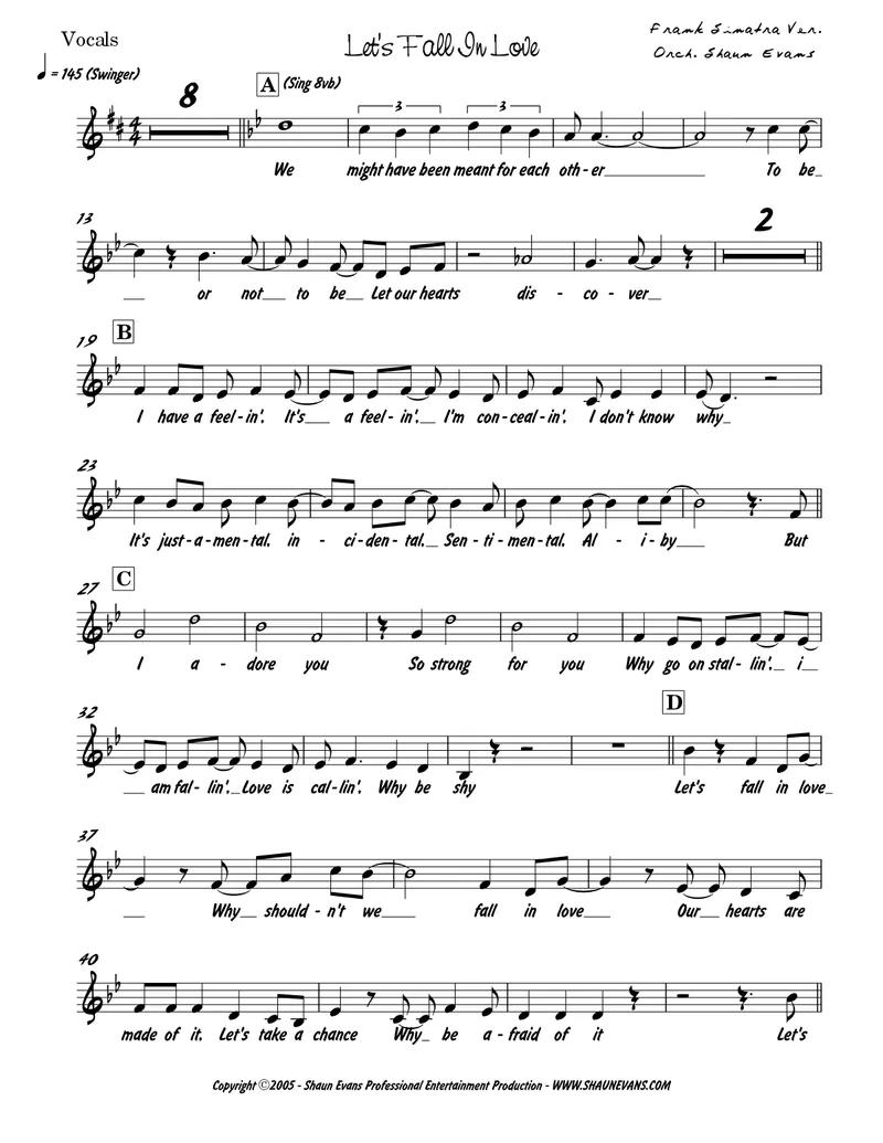 Let's Fall In Love score preview