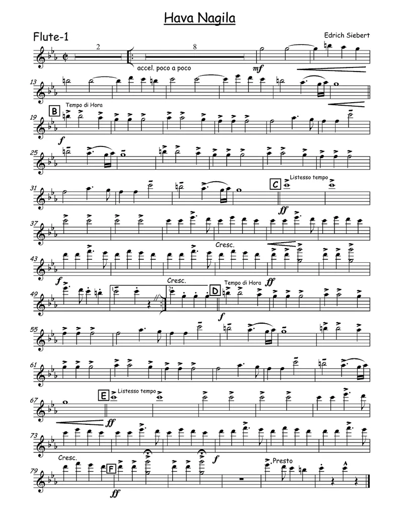 Hava Nagila score preview
