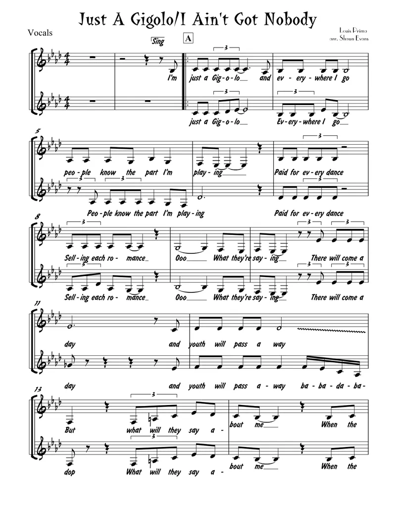 Just A Gigolo score preview