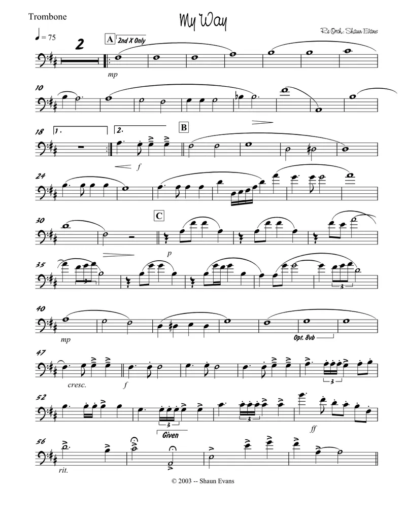 My Way - 3 horns + Rhythm score preview