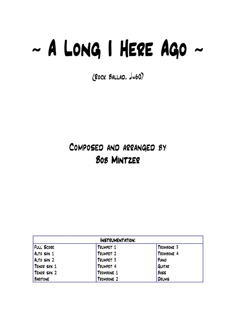 A Long I Here Ago score preview