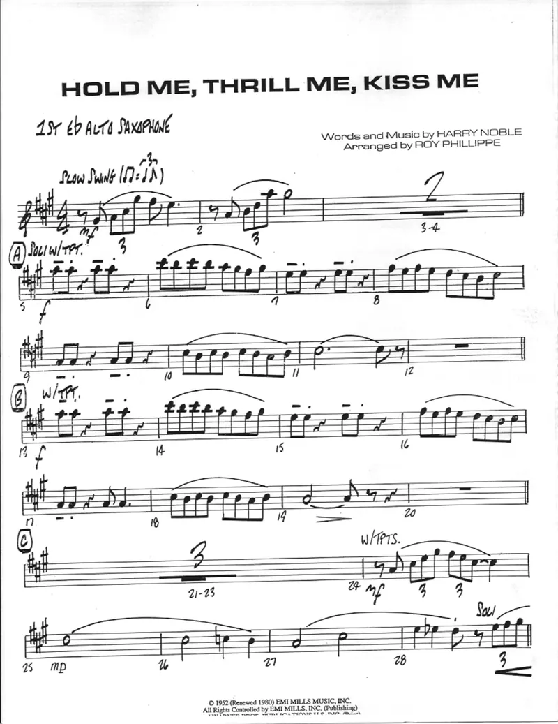 Hold Me, Thrill Me, Kiss Me score preview