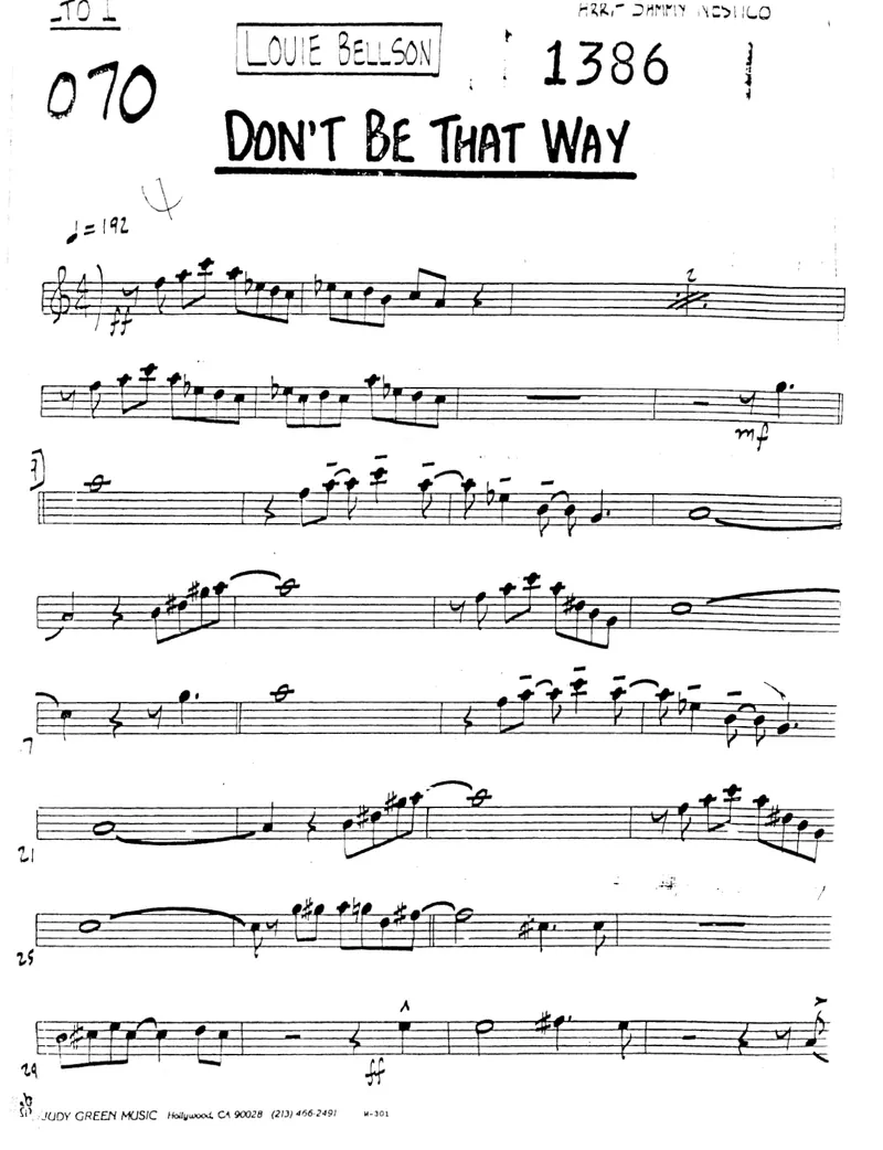 Don't Be That Way score preview