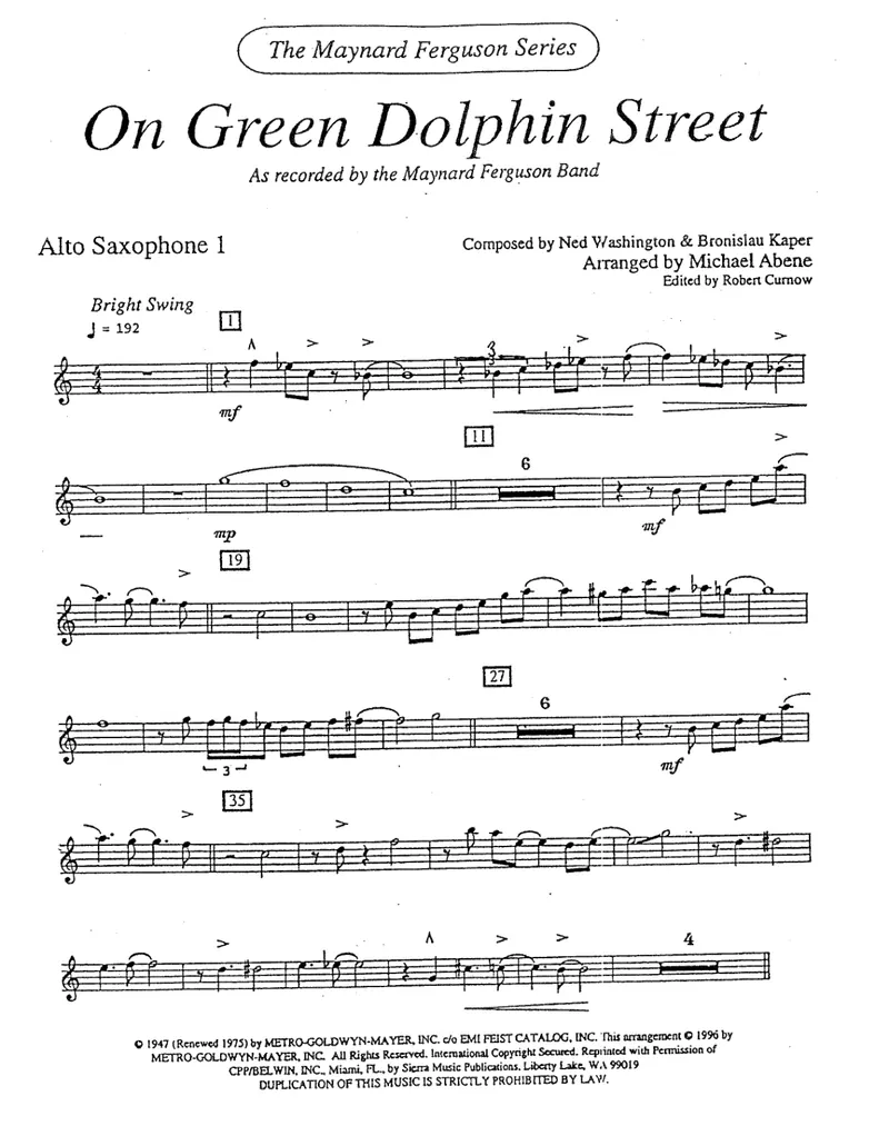 On Green Dolphin Street score preview