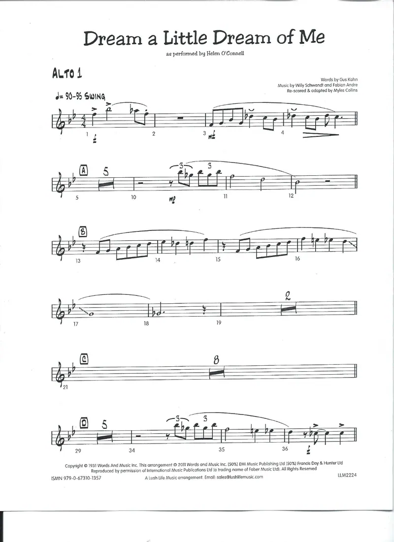 Dream A Little Dream Of Me score preview