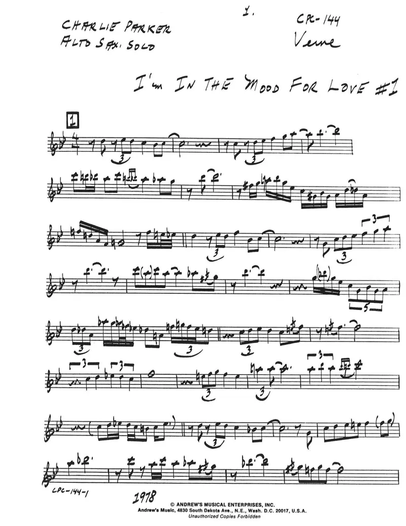 I'm In The Mood For Love score preview