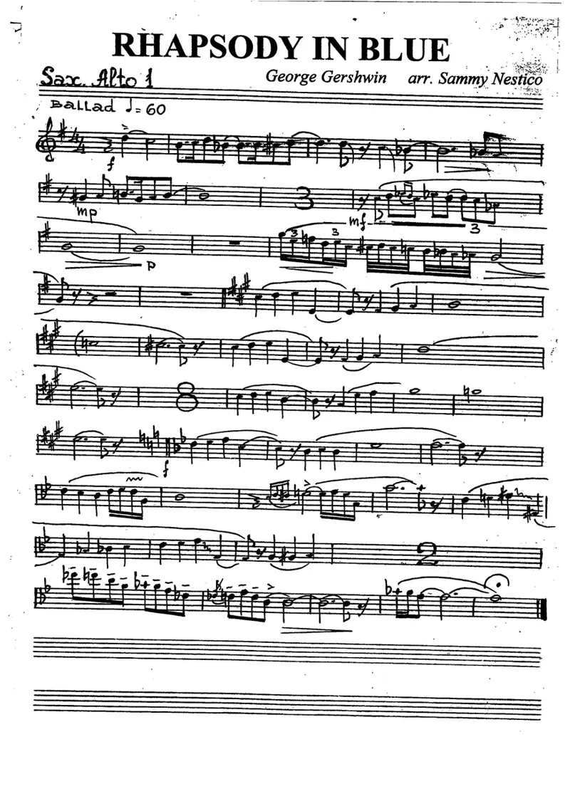 Rhapsody In Blue score preview
