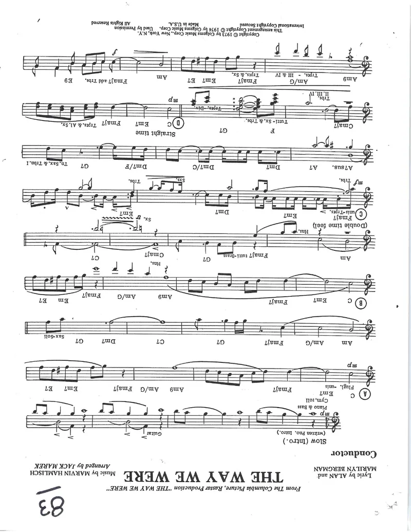 The Way We Were score preview