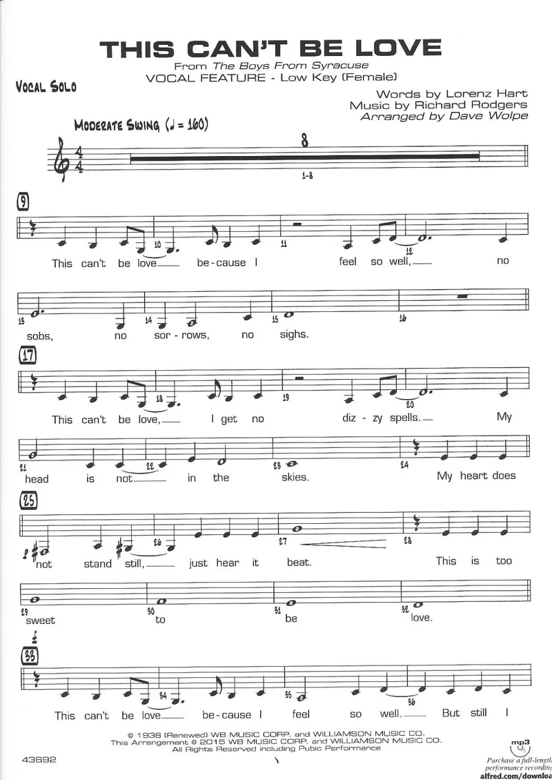 This Can't Be Love score preview