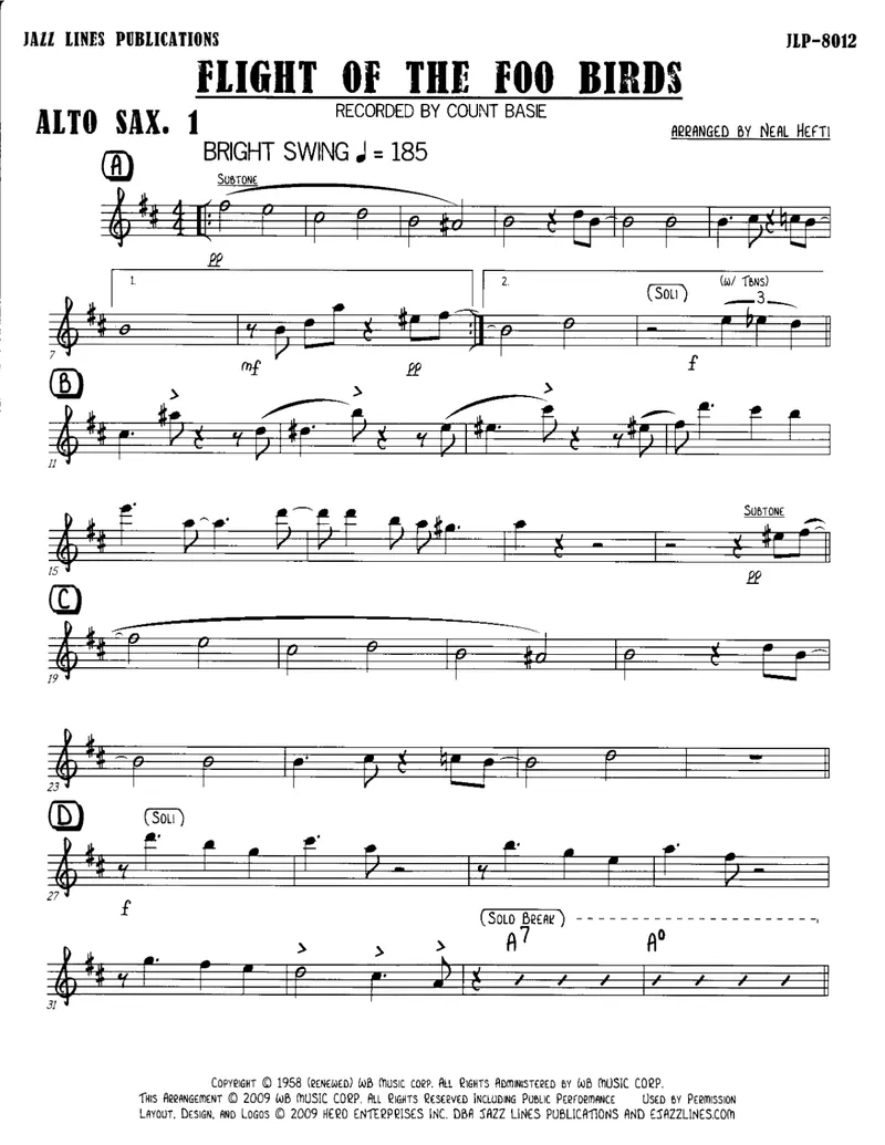 Flight Of The Foo Birds (N,Hefti) score preview
