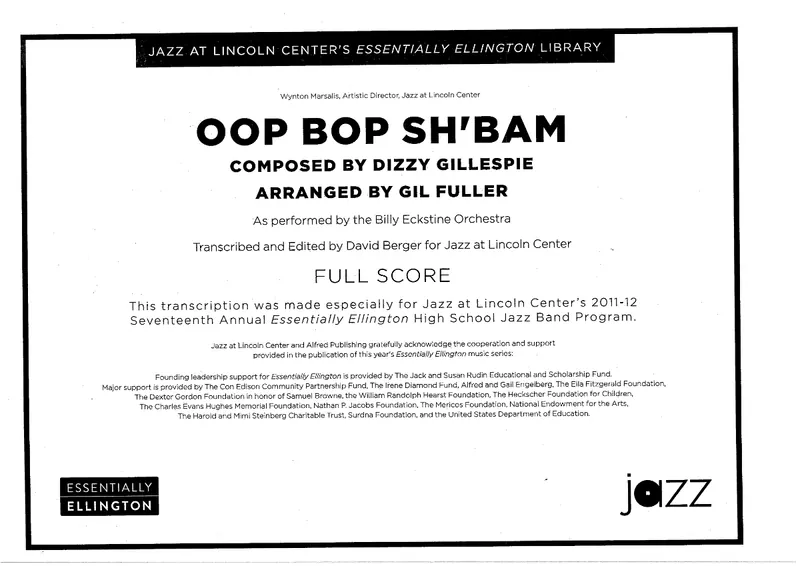 Oop Bop Sh'Bam score preview